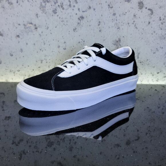 Vans UA Old Skool Stackforms | Shopbop New Vans Bold Ni Staple Suede Black/True White Platform Sneakers, Size 7